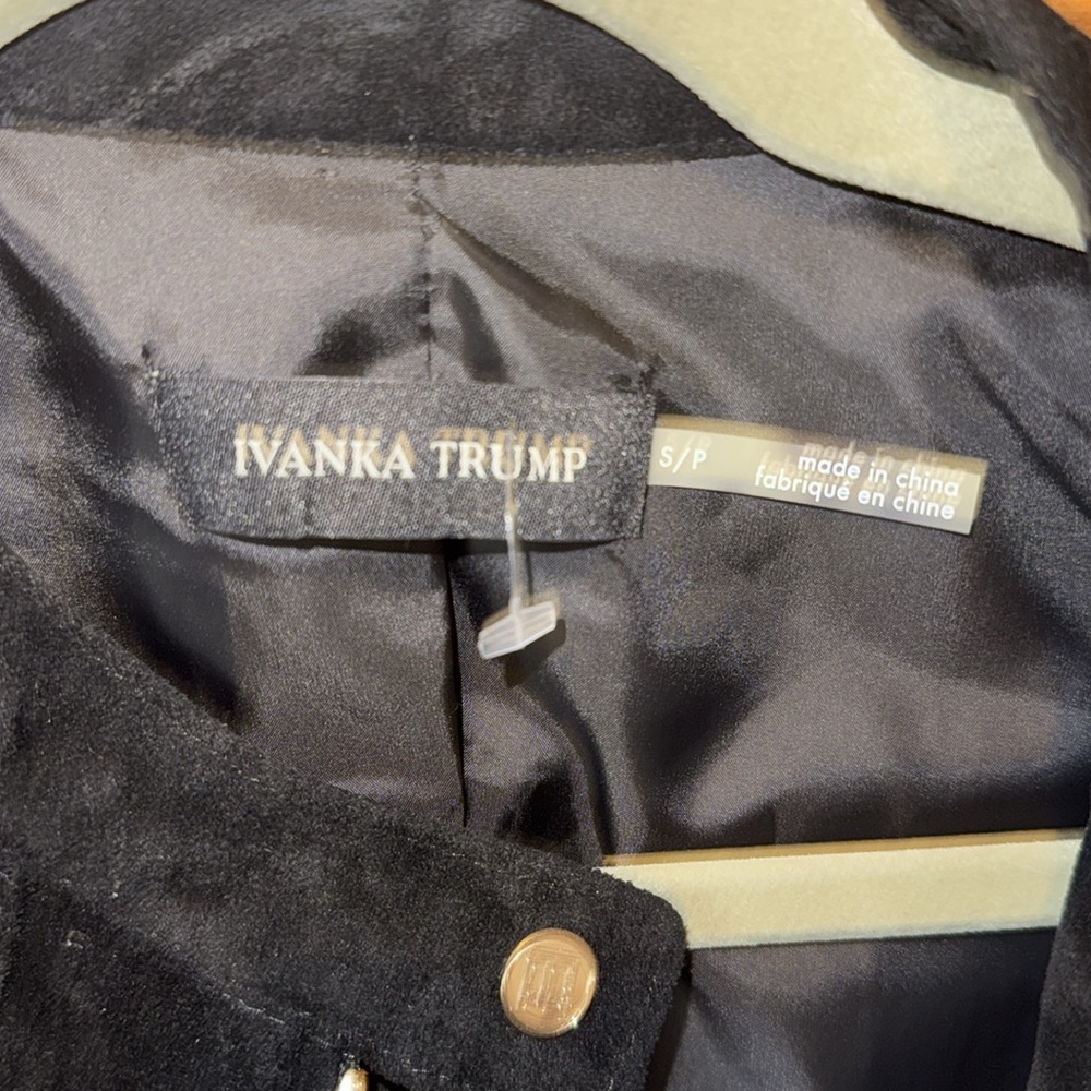 NWT Ivanka Trump Black Faux Suede Leather Zip Bomber Moto Jacket - size Small - Picture 3 of 6